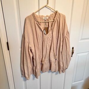 Tan Flowy Blouse